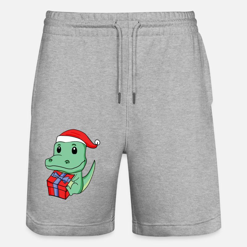 Noël Crocodile Bébé avec Cadeau - Short de jogging bio TRAINER Stanley/Stella unisexe - gris chiné