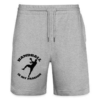 Handball player Handball club Handball Handball player - Stanley/Stella Trainer Unisex Organic Jogging Shorts - heather grey - Front - Nik (191cm) & Marisol (170cm)