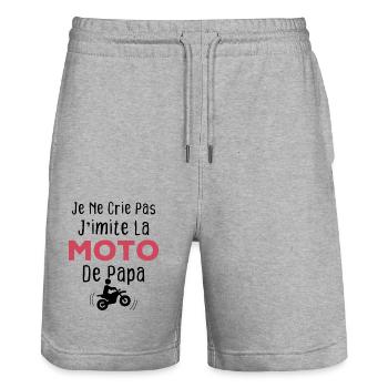 Je ne crie pas j'imite la moto de papa - Short de jogging bio TRAINER Stanley/Stella unisexe - gris chiné - Devant - Nik (191cm) & Marisol (170cm)
