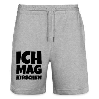Ich mag Kirschen - Stanley/Stella Unisex Bio Joggingshorts Trainer  - Grau meliert - Vorne - Nik (191cm) & Marisol (170cm)
