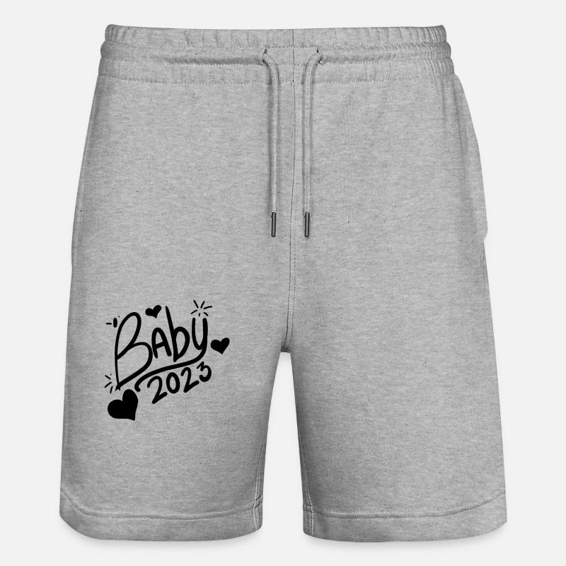 Bébé 2023 Grossesse Enceinte - Short de jogging bio TRAINER Stanley/Stella unisexe - gris chiné