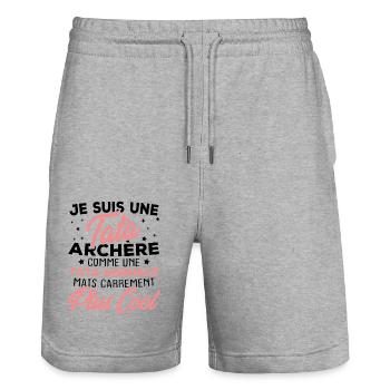 Je suis une tata archère - Short de jogging bio TRAINER Stanley/Stella unisexe - gris chiné - Devant - Nik (191cm) & Marisol (170cm)