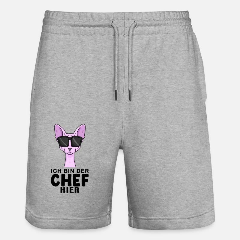 Katze Sphynx Cool Chef - Stanley/Stella Unisex Bio Joggingshorts Trainer  - Grau meliert