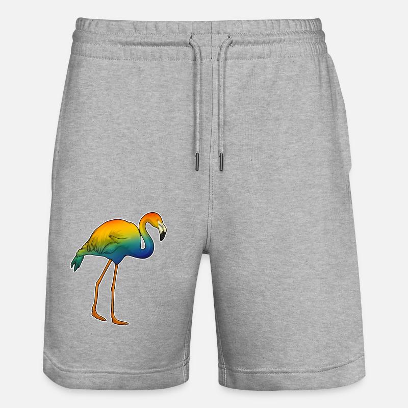 Flamant rose arc-en-ciel - Short de jogging bio TRAINER Stanley/Stella unisexe - gris chiné