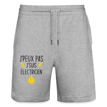 Ich kann nicht Ich bin Elektriker - Stanley/Stella Unisex Bio Joggingshorts Trainer  - Grau meliert - Vorne - Nik (191cm) & Marisol (170cm)