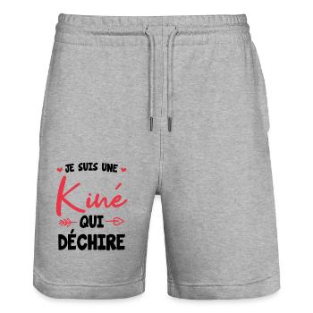 Je suis une kine qui dechire - Short de jogging bio TRAINER Stanley/Stella unisexe - gris chiné - Devant - Nik (191cm) & Marisol (170cm)