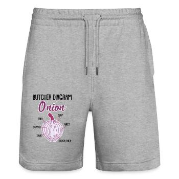 Oignon Anatomie Légumes - Short de jogging bio TRAINER Stanley/Stella unisexe - gris chiné - Devant - Nik (191cm) & Marisol (170cm)
