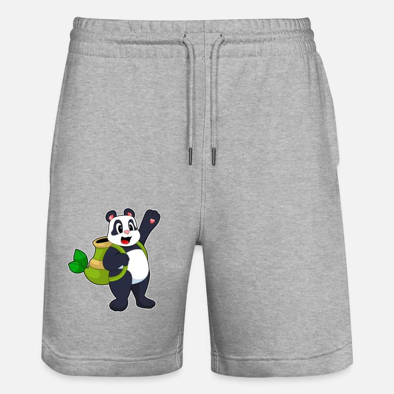 Panda Bamboo Backpack - Stanley/Stella Trainer Unisex Organic Jogging Shorts - heather grey