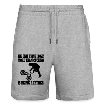 Bike Father Cycling Dad Cycling Bike Tour - Stanley/Stella Trainer Unisex Organic Jogging Shorts - heather grey - Front - Nik (191cm) & Marisol (170cm)