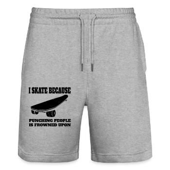 Skateboard patinage skateboard longboard skateur - Short de jogging bio TRAINER Stanley/Stella unisexe - gris chiné - Devant - Nik (191cm) & Marisol (170cm)