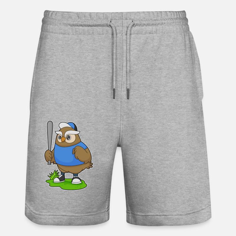 Eule Baseball Baseballschläger - Stanley/Stella Unisex Bio Joggingshorts Trainer  - Grau meliert