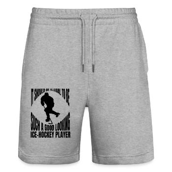 Eishockeyteam Geschenk Eishockey Wintersport - Stanley/Stella Unisex Bio Joggingshorts Trainer  - Grau meliert - Vorne - Nik (191cm) & Marisol (170cm)