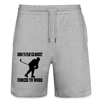 Eishockey Wintersport Geschenk Eishockeyteam - Stanley/Stella Unisex Bio Joggingshorts Trainer  - Grau meliert - Vorne - Nik (191cm) & Marisol (170cm)
