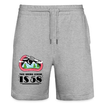 58. Geburtstag Wanderer 58 Jahre alt Berg Wandern - Stanley/Stella Unisex Bio Joggingshorts Trainer  - Grau meliert - Vorne - Nik (191cm) & Marisol (170cm)