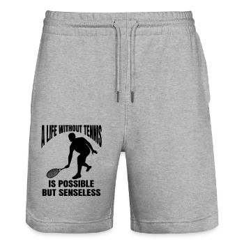 Tennis club Tennis rackets Tennis tennis players - Stanley/Stella Trainer Unisex Organic Jogging Shorts - heather grey - Front - Nik (191cm) & Marisol (170cm)