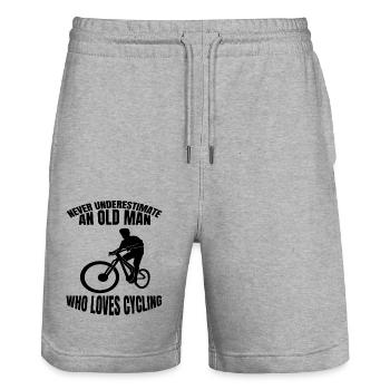 Bicycle Cyclist Cycling Cyclist Cycling - Stanley/Stella Trainer Unisex Organic Jogging Shorts - heather grey - Front - Nik (191cm) & Marisol (170cm)