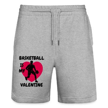 Basketball Valentinstag Basketballteam Valentine - Stanley/Stella Unisex Bio Joggingshorts Trainer  - Grau meliert - Vorne - Nik (191cm) & Marisol (170cm)