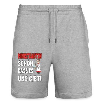 Ministranten Schön Dass Es Uns Gibt - Stanley/Stella Unisex Bio Joggingshorts Trainer  - Grau meliert - Vorne - Nik (191cm) & Marisol (170cm)