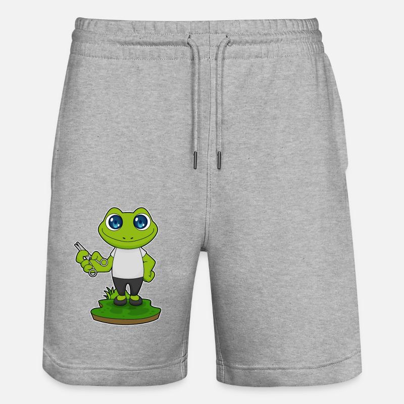 Frog Barber Scissors - Stanley/Stella Trainer Unisex Organic Jogging Shorts - heather grey