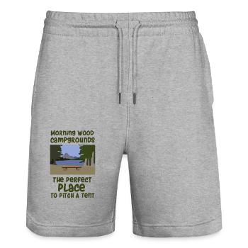 Camping slogan camping - Short de jogging bio TRAINER Stanley/Stella unisexe - gris chiné - Devant - Nik (191cm) & Marisol (170cm)