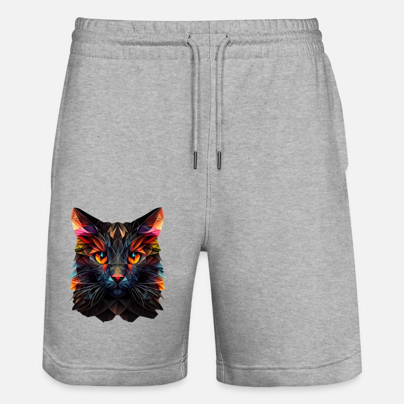 Cat Cats Kitten Polygon Cat - Stanley/Stella Trainer Unisex Organic Jogging Shorts - heather grey