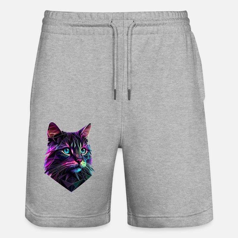 Cat Cats Kitten Polygon Cat - Stanley/Stella Trainer Unisex Organic Jogging Shorts - heather grey