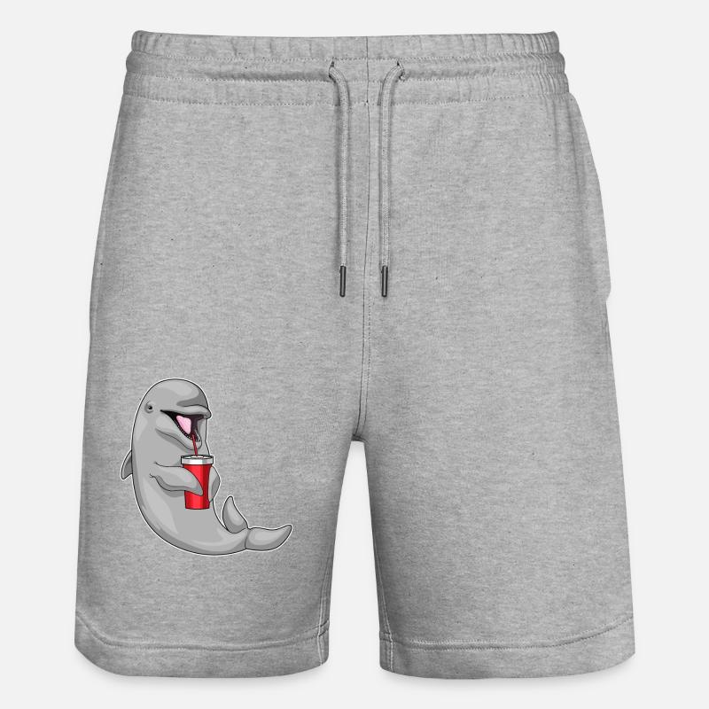 Dolphin drinking cup - Stanley/Stella Trainer Unisex Organic Jogging Shorts - heather grey