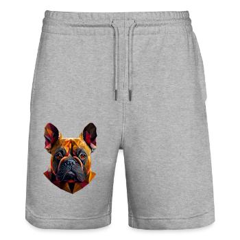 Français Bulldog Frenchie Französische Bulldogge - Short de jogging bio TRAINER Stanley/Stella unisexe - gris chiné - Devant - Nik (191cm) & Marisol (170cm)