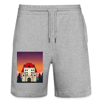 Château Château Moyen Age Personnage de conte de fées - Short de jogging bio TRAINER Stanley/Stella unisexe - gris chiné - Devant - Nik (191cm) & Marisol (170cm)