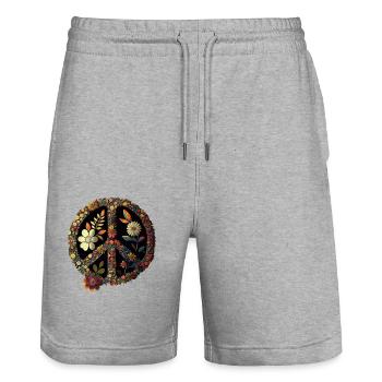 Hippie Festival Love Vintage Peace Sign - Short de jogging bio TRAINER Stanley/Stella unisexe - gris chiné - Devant - Nik (191cm) & Marisol (170cm)