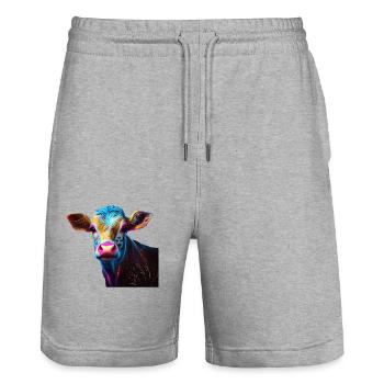 cows farmer farmer cow lover funny cow - Stanley/Stella Trainer Unisex Organic Jogging Shorts - heather grey - Front - Nik (191cm) & Marisol (170cm)