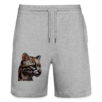 just a boy girl who loves Ocelots Ocelot ocelot ocelot - Stanley/Stella Trainer Unisex Organic Jogging Shorts - heather grey - Front - Nik (191cm) & Marisol (170cm)
