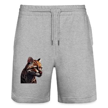 just a boy girl who loves Ocelots Ocelot ocelot ocelot - Stanley/Stella Trainer Unisex Organic Jogging Shorts - heather grey - Front - Nik (191cm) & Marisol (170cm)