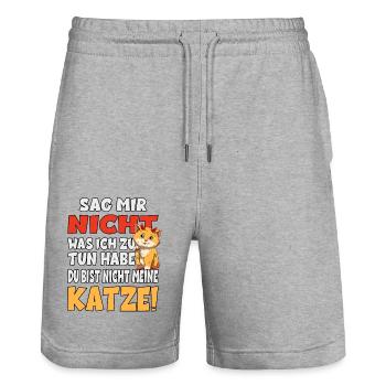 Sag Mir Nicht Was Ich Zu Tun Habe - Katze - Stanley/Stella Unisex Bio Joggingshorts Trainer  - Grau meliert - Vorne - Nik (191cm) & Marisol (170cm)