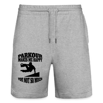 Parkour Runner Cadeau Sports extrêmes Parkour Runner - Short de jogging bio TRAINER Stanley/Stella unisexe - gris chiné - Devant - Nik (191cm) & Marisol (170cm)