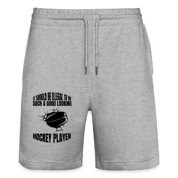 Eishockeyspieler Eishockey Eishockeyteam Hockeyfan - Stanley/Stella Unisex Bio Joggingshorts Trainer  - Grau meliert - Vorne - Nik (191cm) & Marisol (170cm)