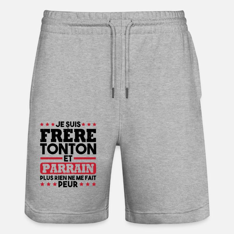 Frère tonton et Parrain - Short de jogging bio TRAINER Stanley/Stella unisexe - gris chiné