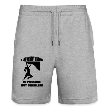 Kletterer Berg Bergklettern Klettern Bergsteigen - Stanley/Stella Unisex Bio Joggingshorts Trainer  - Grau meliert - Vorne - Nik (191cm) & Marisol (170cm)