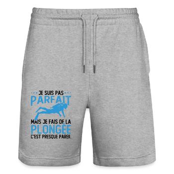 Pas parfait mais je fais de la plongée - Short de jogging bio TRAINER Stanley/Stella unisexe - gris chiné - Devant - Nik (191cm) & Marisol (170cm)