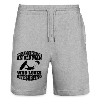 Kitesurfer Windsurfing Kitesurfing Windsurfer - Stanley/Stella Unisex Bio Joggingshorts Trainer  - Grau meliert - Vorne - Nik (191cm) & Marisol (170cm)