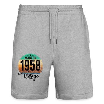 Vintage Made in 1958 Geburtsjahr 1958 Geburtstag - Stanley/Stella Unisex Bio Joggingshorts Trainer  - Grau meliert - Vorne - Nik (191cm) & Marisol (170cm)