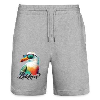 Loecken holiday cool colorful seagull with sunglasses - Stanley/Stella Trainer Unisex Organic Jogging Shorts - heather grey - Front - Nik (191cm) & Marisol (170cm)