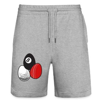 Queue Sport Billard Cricket Golf Ostereier Bälle - Stanley/Stella Unisex Bio Joggingshorts Trainer  - Grau meliert - Vorne - Nik (191cm) & Marisol (170cm)