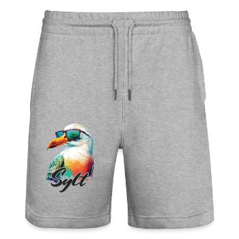 Sylt vacances mouette colorée fraîche avec des lunettes de soleil - Short de jogging bio TRAINER Stanley/Stella unisexe - gris chiné - Devant - Nik (191cm) & Marisol (170cm)