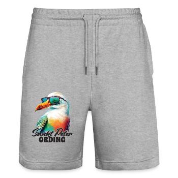 Sankt Peter Ording Holiday Seagull with Sunglasses - Stanley/Stella Trainer Unisex Organic Jogging Shorts - heather grey - Front - Nik (191cm) & Marisol (170cm)