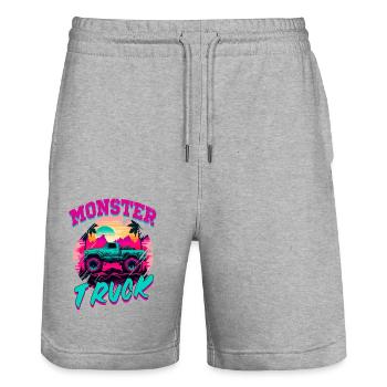 Monster Truck für Männer und Jungen - Stanley/Stella Unisex Bio Joggingshorts Trainer  - Grau meliert - Vorne - Nik (191cm) & Marisol (170cm)