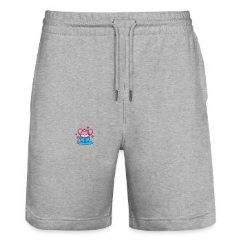 Read Bookworm Pocket Design Mouse - Stanley/Stella Trainer Unisex Organic Jogging Shorts - heather grey - Front - Nik (191cm) & Marisol (170cm)