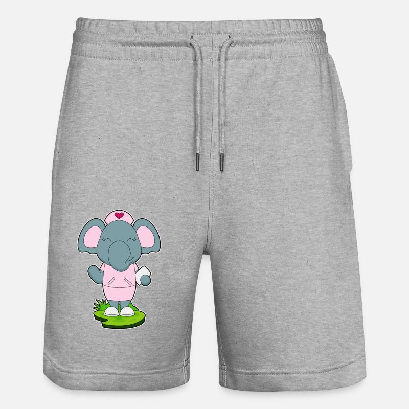 Elephant Nurse Sticky Notes - Stanley/Stella Trainer Unisex Organic Jogging Shorts - heather grey