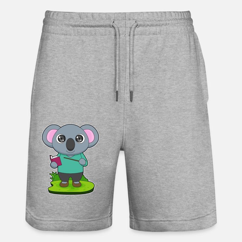Koala Teacher Pointer - Stanley/Stella Trainer Unisex Organic Jogging Shorts - heather grey
