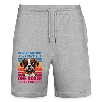Rendre ma femme folle un boxeur à la fois - Short de jogging bio TRAINER Stanley/Stella unisexe - gris chiné - Devant - Nik (191cm) & Marisol (170cm)